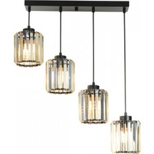 Avonni AV-7013-383-4S-BSY Siyah Boya Modern Avize E27 Metal Kristal 40X12 cm