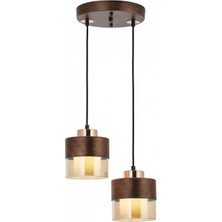 Avonni AV-4288-2T-CPR Bakır Boya Modern Avize E27 Metal Cam 40 cm