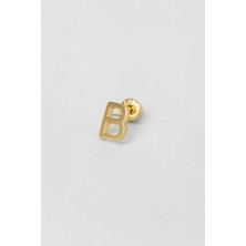 So CHIC My Story B Harfi 18 Ayar Sarı Altın Kaplama Gümüş Tek Küpe