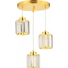 Avonni AV-7013-383-3Y-S Gold Kaplama Modern Avize E27 Metal Kristal 30 cm