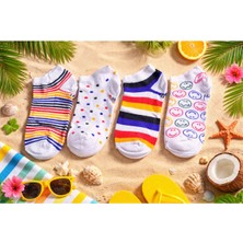 4'lü Renkli Kız Çocuk Babet Çorabı