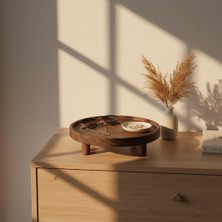 Doğal Ahşap Ayaklı Sunum Tabağı - 25 cm Masif Ahşap Peynir ve Meyve Sunumu