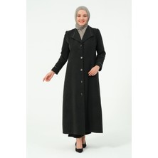 Goncagül Kadın Büyük Beden Astarlı Erkek Yaka Düğmeli Kışlık Anne Kaşe Manto