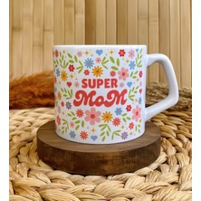 Loren Gift Super Mom Anne Temalı Porselen Lüks Kupa 250 ml - Çiçek Yağmuru