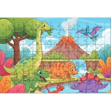 El Emeği Neşeli Dinozorlar Puzzle Yapboz 99 Parça