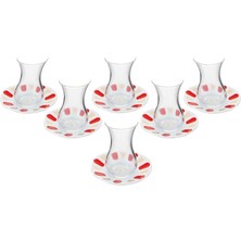 Storemax Kırmızı Yaldız 6 Kişilik Çay Takımı