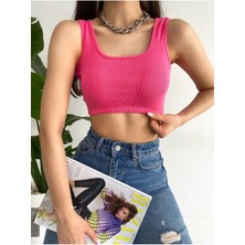 Qutta Kadın Fitilli Kalın Askılı Kadın Crop Top Büstiyer