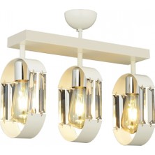 Avonni AV-7013-380-3S-B Beyaz Boya Modern Avize E27 Metal Kristal H: 30 cm, WxD: 30x12 cm
