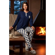 Remsa Kadın Termal Uzun Kol Pijama Takımı 4713 Saks