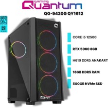 Quantum Gaming QG-9420G QY1612 Intel I5-12500 16GB Ddr5 500GB Nvme SSD Rtx 5060 8gb Freedos Gaming Desktop