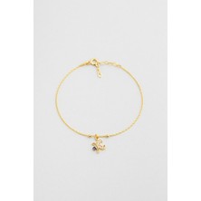 So CHIC K Harfi 18 Ayar Sarı Altın Kaplama 19 cm Gümüş Nazar Bileklik