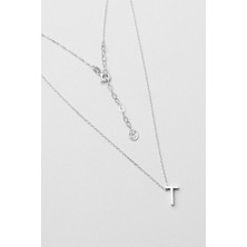 So CHIC My Story T Harfi 18 Ayar Beyaz Altın Kaplama 45 Cm Gümüş Kolye