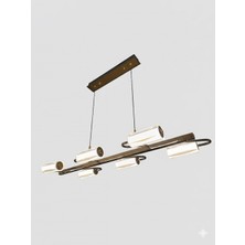Avonni AV-7028-CRS210-6L Sarı Kaplama Modern Avize LED Metal Cam H: 80 cm, WxD: 100x35 cm