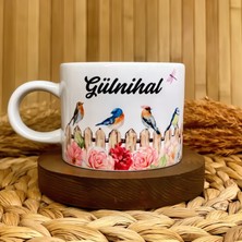 Loren Gift Renkli Kanatlar Kuş Temalı Kişiye Özel Isimli Porselen Elit Kupa Fincan 200 ml