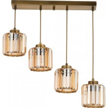 Avonni AV-7013-383-4S-E Eskitme Kaplama Modern Avize E27 Metal Kristal H: 80 cm, WxD: 40x12 cm