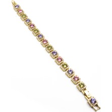 Sose Moda Tam Tur Renkli Taşlı Vip Model Xuping Kararmaz Bileklik - Gold | Zarif ve Parlak Tasarım