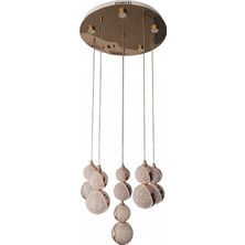 Avonni AV-7028-CRS103-5+1YV Sarı Kaplama Modern Avize LED Metal Pleksi 60 cm