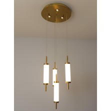 Avonni AV-7035-5557-4 Sarı Kaplama Modern Avize LED Metal Pleksi H: 110 cm, Ø: 30 cm