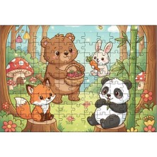 El Emeği Meyve Toplayan Hayvanlar Puzzle Yapboz 99 Parça