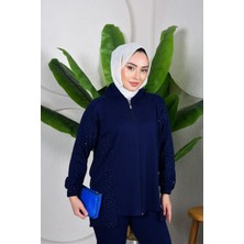 Trendparis Kapüşonlu ve Fermuarlı Yanları Taş Detaylı Ikili Takım