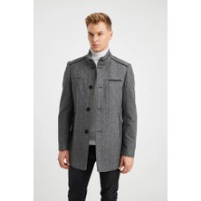 Dynamo Erkek Gri Kapitone Astarlı Kaşe Kaban %40 Viskoz %40 Polyester %20 Yün Rüzgara Dayanıklı 9470
