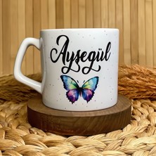 Loren Gift Kelebek Temalı Kişiye Özel Isimli Porselen Lüks Kupa 250 ml