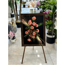 Ddtrend Özel Tasarım Tablo 3 Boyutlu Çerçeveli Pempe Yapay Çiçek Pampas Hediyelik Duvar Aranjman 50-70CM