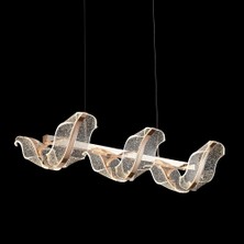 Avonni AV-55001-6SY Sarı Kaplama Klasik Avize LED Metal Pleksi 90X25 cm