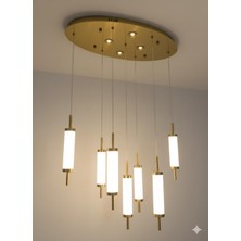 Avonni AV-7035-5557-6 Sarı Kaplama Modern Avize LED Metal Pleksi H: 110 cm, WxD: 80x30 cm