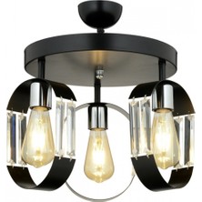 Avonni AV-7013-380-3Y-BSY Siyah Boya Modern Avize E27 Metal Kristal 40 cm