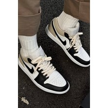 Nike Air Jordan 1 Low Leather Sneaker Hakiki Deri Erkek Spor Ayakkabı Siyah Krem