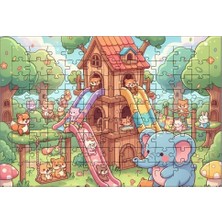 El Emeği Neşeli Oyun Oynayan Hayvanlar Puzzle Yapboz 99 Parça