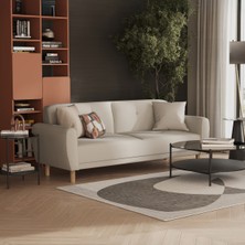 Enza Home Aldea 3'lü Yataklı Koltuk, Keten Dokulu - Açık Gri