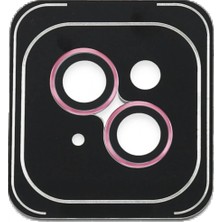 Marsilyan iPhone 14 Pvd Metal Kamera Lens - Pembe