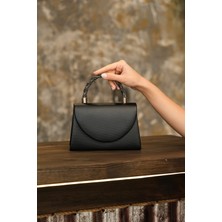 Roza Çanta Kadın Siyah Kumaş Abiye Taş Detaylı Sap Zincir Askı Dügün Gece Çantası