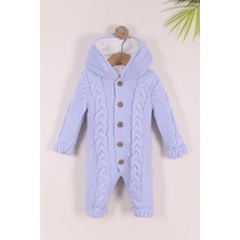 Kidello Mavi Erkek / Kız Bebek Kışlık Uyku Tulumu Welsoft Astarlı Triko Tulum 6-9AY 9-12AY 12-18AY