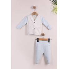 Kidello Mavi Erkek Bebek Cepli Arabalı Triko Hırka Takım 0-3, 3-6, 6-9 Ay