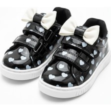 Kız Çocuk Kalpli Fiyonklu Kaydırmaz Taban Ortopedik Spor Ayakkabı