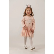 Eray Kids Kız Çocuk Unicorn Baskılı Tütülü Taç Dahil, Günlük, Doğum Günü ve Bayramlık Elbise