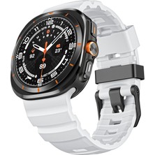 Alstrap Samsung Galaxy Watch Ultra Uyumlu Outdoor Metal Tokalı Spor Silikon Kordon