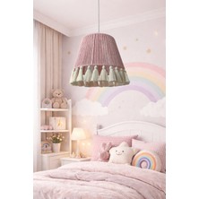 Yutedekor Bohem Makrome Pembe Avize – Çocuk Odası, Salon, Yatak Odası, Kafe & Restoran Aydınlatma - 30 cm