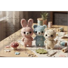 El Emeği Sevimli Oyuncak Hayvanlar Puzzle Yapboz 99 Parça