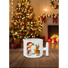 AKG G Harfli T Kulp Noel Beyaz Seramik Kupa Bardak