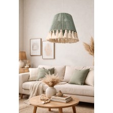 Yutedekor El Yapımı Bohem Makrome Avize – Yeşil | Arne Retro 30 cm