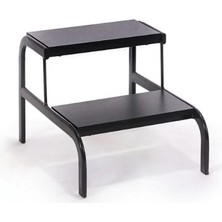 Iki Basamaklı Eskabo Merdiven | Metal Gövde - Siyah - Oval