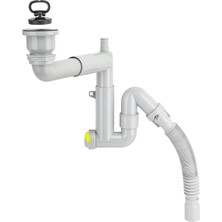 Akkon Premium Evye Teleskopik Lavabo ve Evye Sifonu Gider Borusu Akordiyon Plastik | Dar Kafa Paslanmaz