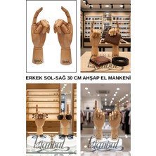 Manken İstanbul 30 cm Erkek Sol ve Sağ Vernik Rengi Ahşap El - Dekoratif ve Eskiz Çalışmaları Için Uygun