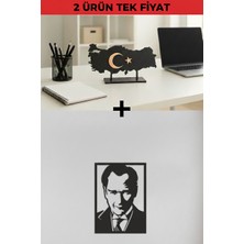 Numa Concept 2'li Kampanya Ürün Atatürk Portre V.1 Tablo Mdf + Şık Masaüstü Türkiye Haritası Hediyelik Konsept Ürün