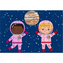 El Emeği Astronot Çocuklar Puzzle Yapboz 99 Parça