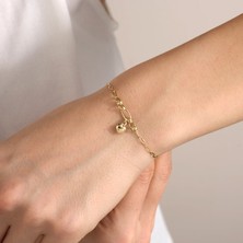 Gold Marley 14 Ayar Zarif Kalp Sallantılı Altın Bileklik